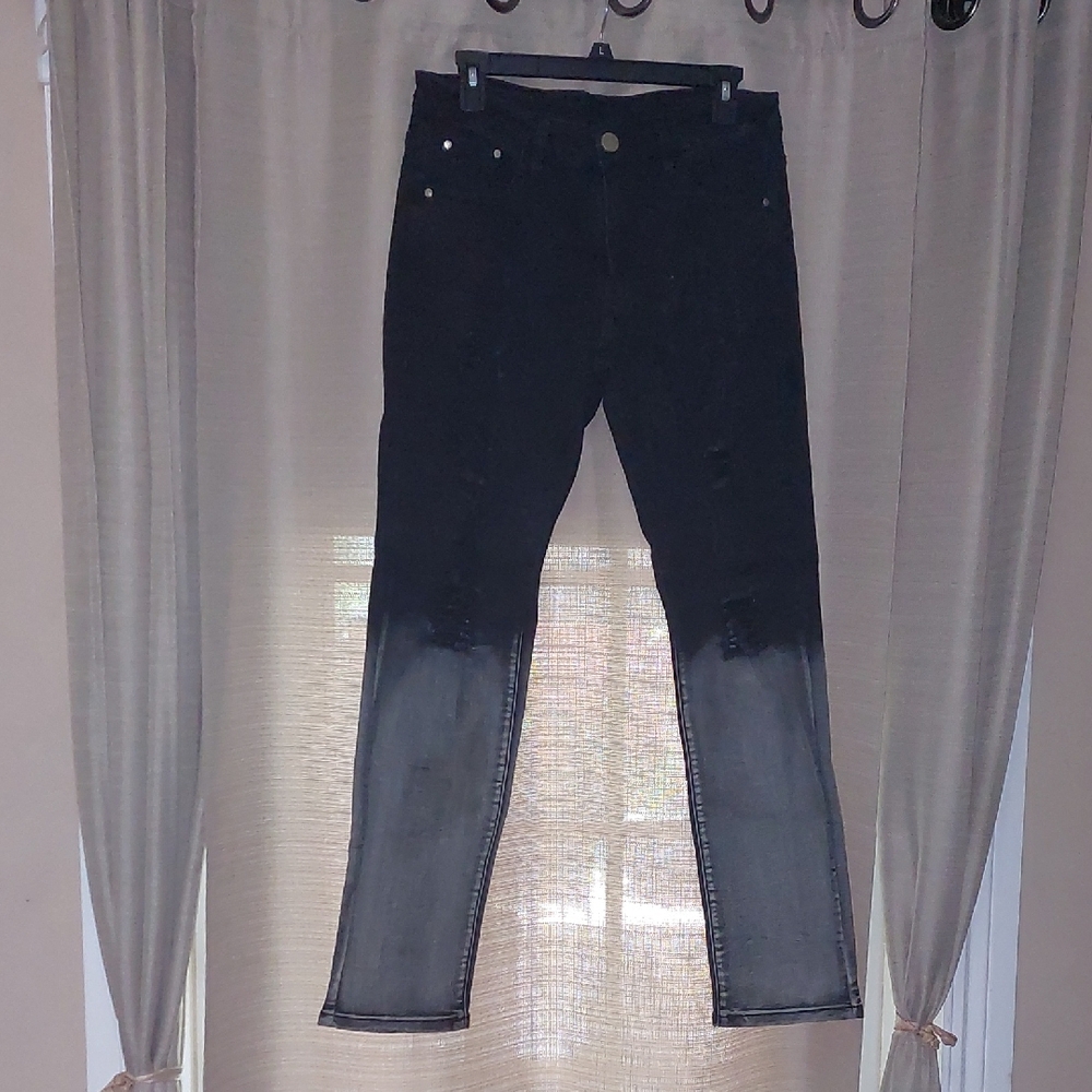 Men Size 34 Stylish Black Ombre Jeans